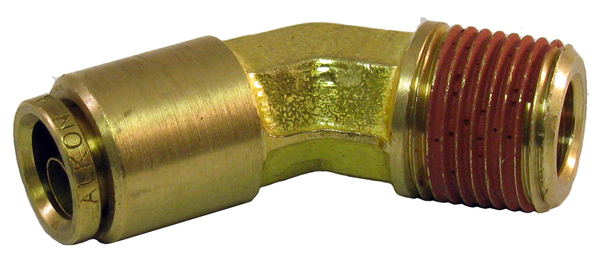 Brass Push In DOT Male 45 Deg Elbow 1/4" X 1/4"