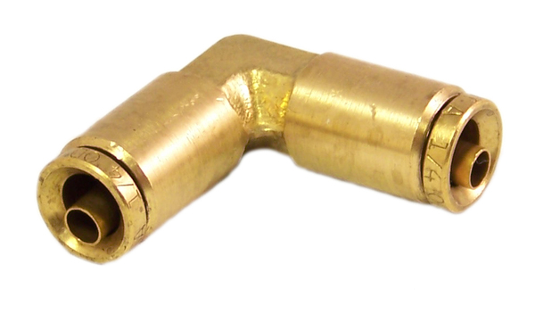 Brass Push In DOT 90 Deg Union 1/4"