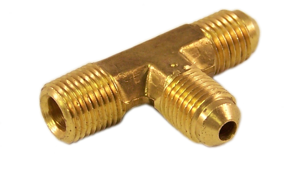 Brass SAE 45Deg Flare Male Run Tee 1/4" Tube 1/8" Pipe 51X4